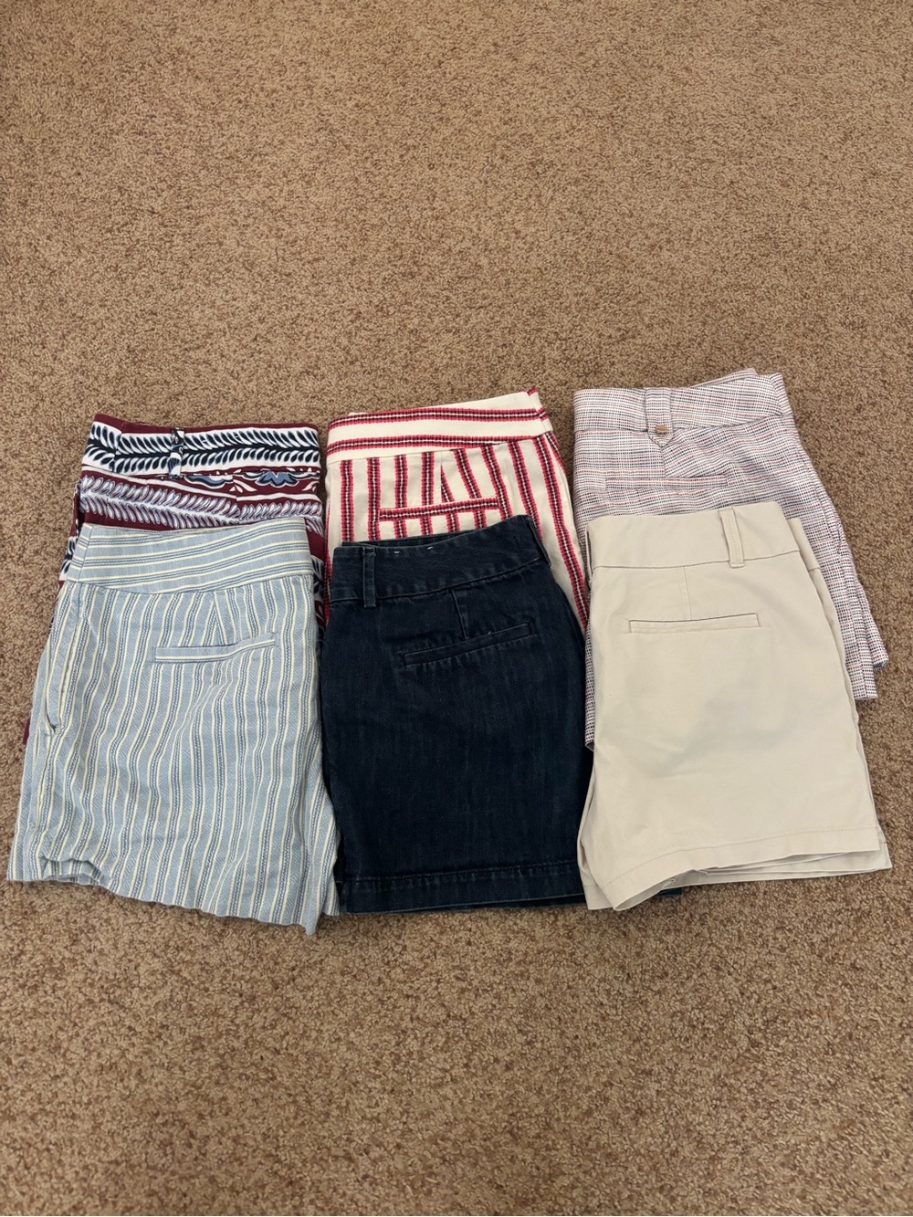 Women’s Loft Rivera Striped & Solid Shorts Pack - Blue, patterns, Cream, denim